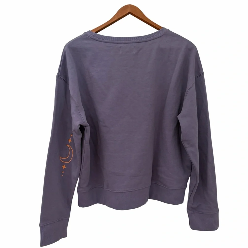Pact Moonlight Graphic Crewneck Sweatshirt Purple 100% Organic Cotton Size Large - Picture 4 of 4